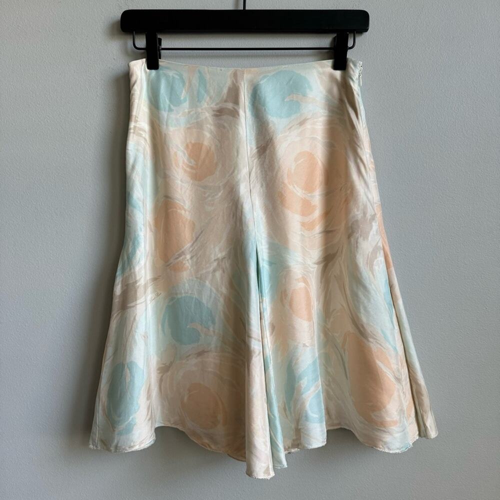 Loro Piana Pastel Floral Swirl 100% Silk Pleated Skirt Size IT 40 (US 4)